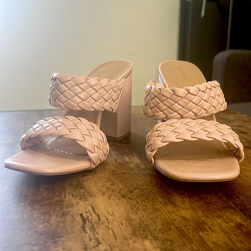 Off Pink braided chunky heals